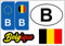 Daged Belgien Aufkleber Karte 5 Stück - Auslandskennzeichen Nummernschild PKW Auto Motorrad Biker Flagge Fahne Vinyl KN