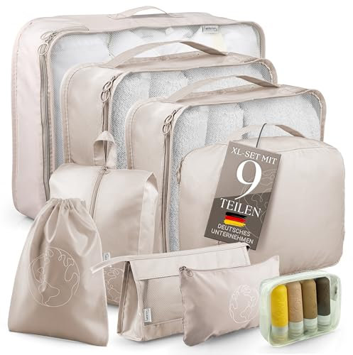asteriCS Koffer Organizer & Silikon Reiseflaschen BPA frei (12er Set) wasserdichte Packing Cubes & auslaufsichere Shampoo Flaschen zum Befüllen 4x90ml zugelassen für Handgepäck Flüssigkeiten