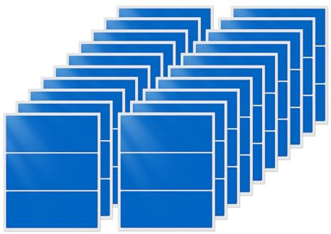 FINDAT Große Rechteckige Etiketten 102 × 51 mm Vinyl Wasserfeste Selbstklebende Namensschilder Aufkleber Klebeetiketten zum Beschriften für Büro Haus Schule DIY 60 Stück Blau