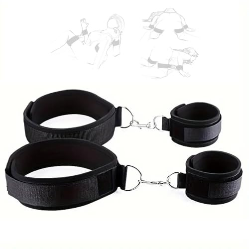 1 set di manette nere regolabili, morbide e confortevoli per mani e gambe