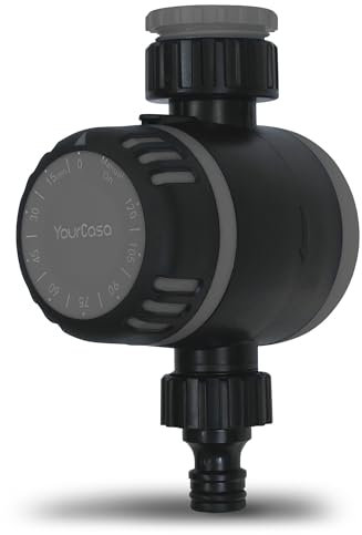 YourCasa Reloj de riego mecánico con filtro [120 min] – Temporizador con acoplamiento de manguera para riego, grifo de jardín, agua, temporizador, temporizador automático de riego, temporizador de