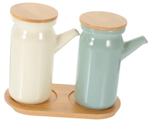 GRADENEVE Tarros De Especias De Para Cocina Incluye Aceitera y Vinagrera Color Con Verde Perfectos Como Dispensador De Salsa De Soja o Vinagrera De Cocina