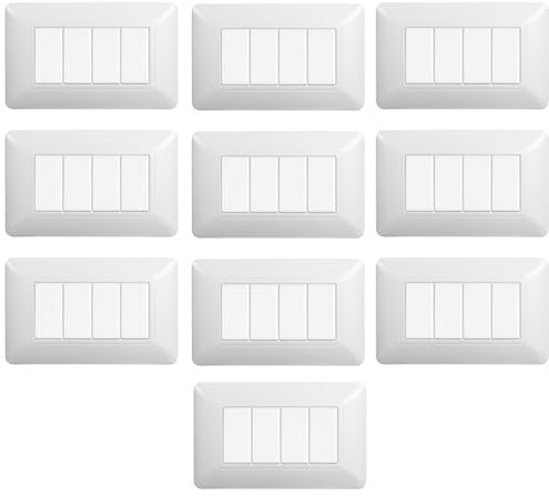 Placca Compatibile Con Bticino Matix, Placche In Plastica di alta qualità (4 moduli - 10x, bianco)