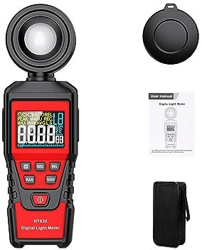 OUTFYT Misuratore di Luce Digitale 100000 Lux Fotometro Luxmetro Misuratore di Prova Lux FC Professionale LED Illuminometro Ad Alta Precisione,Tester Multifunzione(620L)