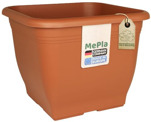 MePla Pot de fleurs carré 58 x 58 cm, terre cuite, résistant aux intempéries, en plastique résistant aux UV