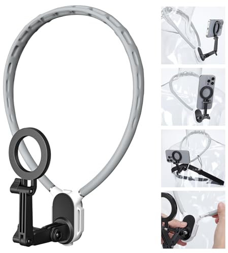 Senprity Montage de Cou magnétique pour téléphones et caméra, Porte-téléphone Cou POV/Vlog Selfie Mount Main Libre Porte-téléphone Cou Bracelet de Poitrine Enregistrement vidéo