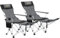 Outsunny Set of 2 Reclining Folding Camping Chair w/Detachable Footrest, Storage Bag, Cup Holder & Headrest, Lightweight Portable Camp Chair for Beach, Picnic, Grey and Black