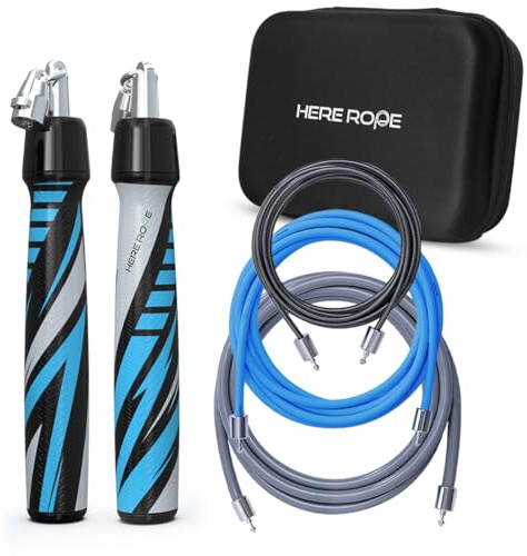 Hererope 3-in-1 Gewichtetes Springseil, Austauschbare Gewichte 1/6lb, 1/4lb, 1/2lb, 360-Grad-Rotation, Verstellbare Länge, Ergonomischer Ledergriff (grau)