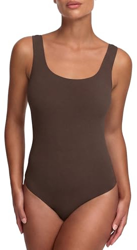 CFab Body Damen Rückenfrei Low Back String Baumwolle Ärmellos | Tiefer Rückenausschnitt glatter Stoff breite Träger und Druckknopfverschluss für offene Looks und bequemen Alltag