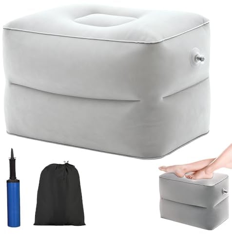 Bandscheibenwürfel Aufblasbar, Stufenlagerungswürfel mit Luftpumpe, Aufblasbarer Hocker für Beine und Rücken, Beinhochlagerungskissen Lagerungswürfel für Reisen Auto, Zuhause, Büro und Flugzeug