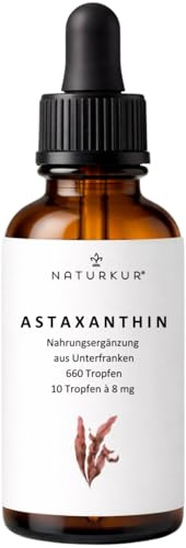Naturkur® Astaxanthin 8 mg nur 10 Tropfen, 660 Tropfen für über 2 Monate [66 Tage], vegan, hergestellt in Unterfranken