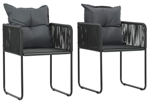 HGBNMER 2 Stück Gartenstühle mit Polstern aus PE Rattan und Stahlrahmen - Sitzgruppe Rattan für Terrasse und Garten