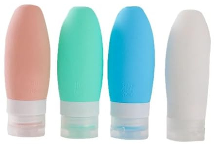 Juego de 8 botellas viaje silicona 90 ml, rellenables y a prueba fugas, esenciales for champú, loción, cosméticos, tubo portátil para Champú, Loción(Mix color)