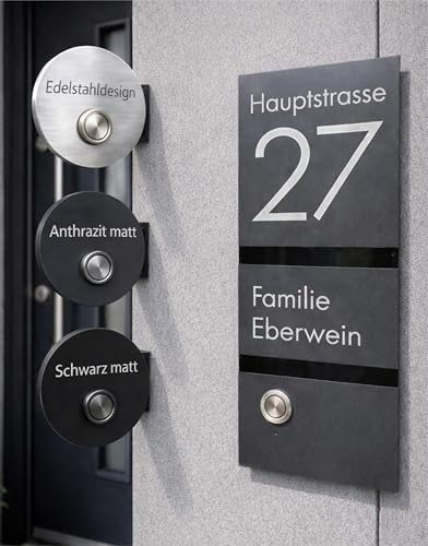 Türklingel STYLE von EDS-Werbemedien – Edelstahl LED-Klingelplatte – personalisierbar (Name/Nummer) – Aufputz & für Unterputzdose geeignet – wetterfest