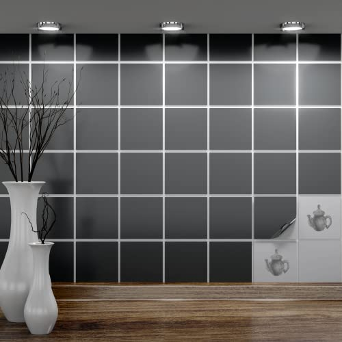 FoLIESEN - Fliesenaufkleber 10x10 cm | selbstklebende Fliesen-Folie für Bad & Küche | entfernbare Klebe-Folie für Wandfliesen Küchenrückwand & Bordüren | 20 Klebefliesen, .:Dunkelgrau glänzend
