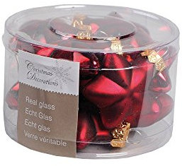 Christbaumschmuck Glasstern 12 Stück ochsenblutrot 40mm