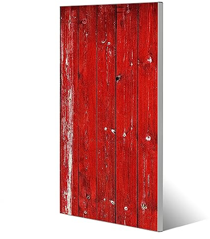 banjado® Magnettafel 37 x 78cm / Magnetwand aus Metall/Magnetpinnwand als Memoboard/Pinnwand Magnettafel Küche, Büro, Kinderzimmer inkl. 4 Magnete & Montageset - Motiv Rote Holzlatten