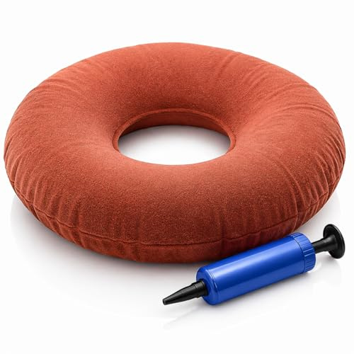 LUPO Aufblasbares Ringkissen - Medizinisches Kissen, Zum von Hämorrhoiden, Steißbein, Steißbein-Schmerz, Pilonidal Zyste, Perinea-Schmerz, Schwangerschaft, Kindergeburt zu entlasten 38cm + Pumpe