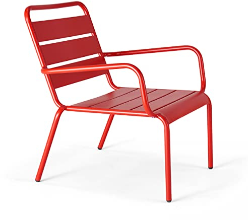 Oviala Fauteuil de Jardin Bas Relax Acier Rouge - Palavas