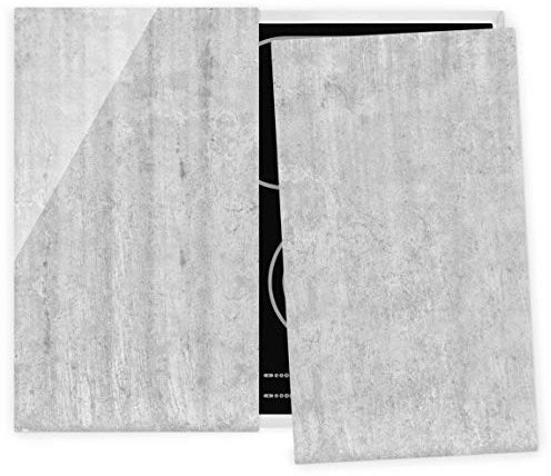 Herdabdeckplatte Glas universal ESG Sicherheitsglas Große Loft Betonwand 52x60cm