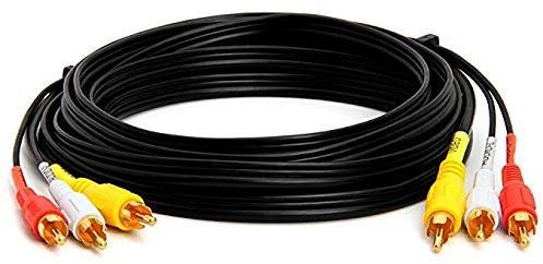 Master Cables Cavo audio AV composito da RCA a 3 maschi RCA a 3 maschi RCA video composito A/V AV placcato oro – 3 m