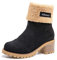 Hitmars Stivali Donna Invernali Stivaletti Camoscio Boots con Tacco Largo 6CM Stivali Foderati Caldi Scarpe Eleganti Comodi Moda Nero EU 37