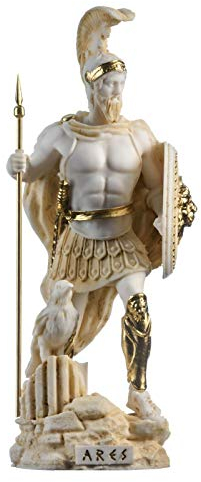 Ares Mars Kriegsgott Zeus Sohn Römische Statue Alabaster Gold Ton 25 cm