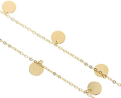 Stella-Jewellery 585er Gold Halskette für Damen mit 5 Plättchen 45cm