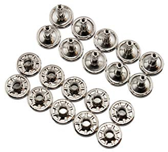 10x Doppelkopf Hohlnieten, Messing vernickelt, 10 mm Füllhöhe, 10 mm Kopf