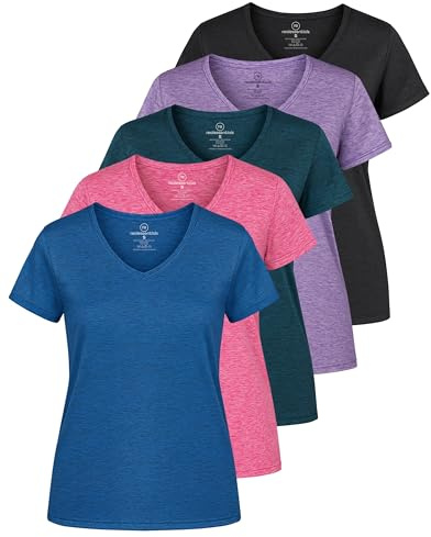 Real Essentials Women's Ladies Dry Fit V Neck T-Shirt (Pack of 12)