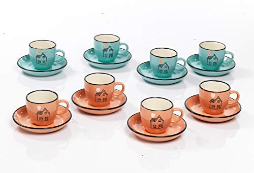 Mandorle by Paben 8 Tazzine da Caffè Espresso Dolce Casa, due colori assortiti in ceramica smaltata