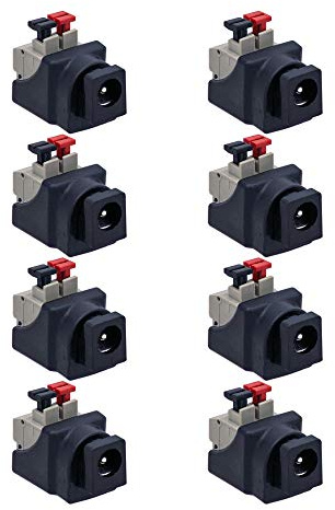 8x DC Stecker Hohlbuchse Kurz 5,5mm >2,1mm Terminal Block 2-Pin Adapter Druckklemme