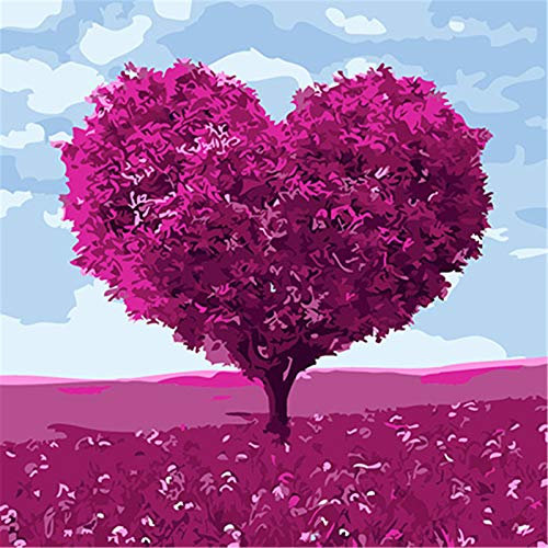 Wowdecor Peinture par numéros Cœur Arbre de vie Violet Pour enfants de 8 à 12 ans Adolescents Avec cadre