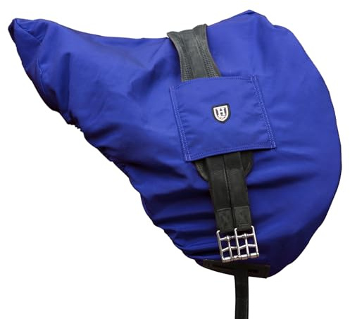 Harrison Howard Premium Waterproof/Breathable Fleece-Lined Long-lasting Outer Damage Protection Saddle Cover for Dressage-Blue