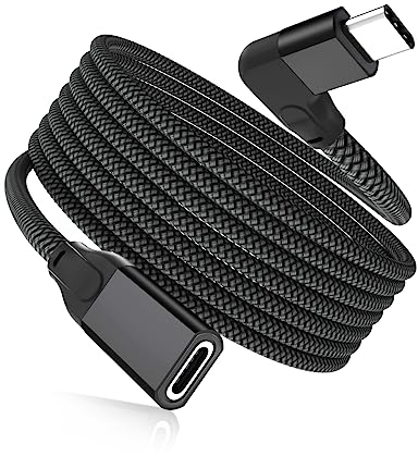 RUXELY Right Angle USB C Extension Cable 1M,90 Degree Type C 3.1 3.2 Gen2 10Gbps Female to Male Extender Cord,L-Shape Thunderbolt 3 Extended Lead for MacBook,iPhone 16 15 Pro,Nintendo Switch,Tab S9