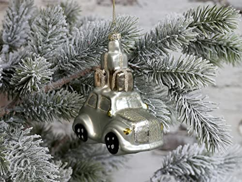 Chic Antique Weihnachtskugel Kugeln, Tropfen, Zapfen, Anhänger,Antik*Vintage Christbaumkugel Weihnachten X-Mas versch. Größen und Formen (51936-21 H11x9,5cm Auto staubig Grün)