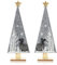 COM-FOUR® 2X dekorativer Aufsteller für Weihnachten - Tannenbaum aus Filz mit Fuß aus Holz - Weihnachtsbaum als Deko für Tisch und Fenster (Waldtanne - grau)