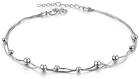 Kim Johanson Edelstahl Damen Armband *Silver Dream* in Silber | Armkette mit beweglichen Kugeln | Länge: 23cm - 26cm | Frauen Boho Schmuck | Wasserfest | Verstellbar inkl. Schmuckbeutel