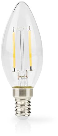 Nedis LBFE14C351 LED-Filament-Lampe E14 | Kerze | 2 W | 250 lm | 2700 K | Warmweiss | Anzahl der Lampen in der Verpackung: 1 Stück | Klar