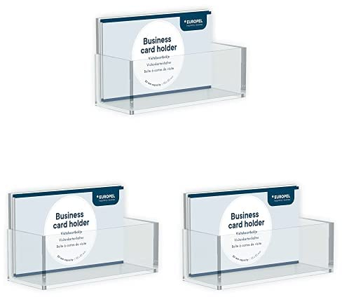 OPUS 2 EUROPEL 350090-Visitenkartenhalter, Querformat, Transparent, Acryl, 3er Pack