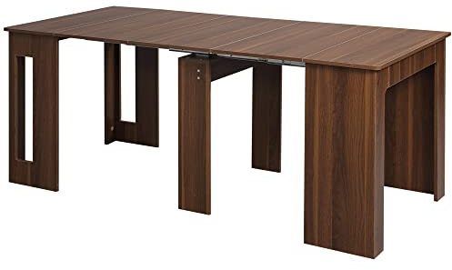 HOMCOM Esstisch Ausziehbar Rechteckig Küchentisch für bis 6 Personen Esszimmertisch für Wohnzimmer, Braun, 60-180 cm