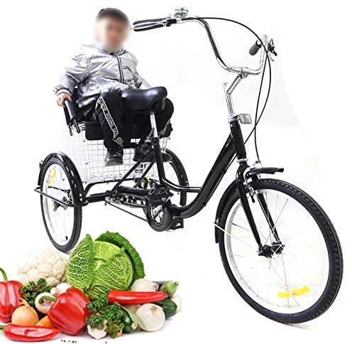 WSIKGHU 20 Zoll Dreirad Erwachsene Fahrrad 3 Räder Tricycle mit Einkaufskorb Dreirad für Senioren Erwachsenendreirad Trike Cruise 3 Rad Fahrrad mit Kindersitz