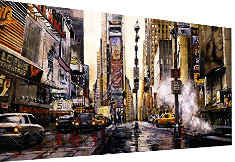 Magic Canvas Art Abstrakt New York NYC Stadt Leinwandbild 1- teilig Hochwertiger Kunstdruck Wandbilder – B8393, Material: Leinwand, Größe: 80x40 cm