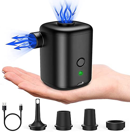 Electric Air Pump, Portable Air Pump, Rechargeable Mini Airbed Pump with 4 Nozzles, Inflate Deflate Air Pumps for Pool Floats Air Bed Air Mattress, Swimming Ring, Vacuum Storage Bags