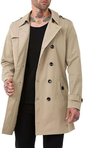 Redbridge Herren Mantel Trenchcoat Jacke Übergangsjacke Light Version Beige L