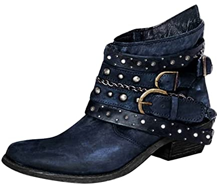 Stivali camperos Donna Estivi Neri Stivaletti Cowboy Western Stivali Estivi Donna Bassi Chiari Stivali di Gomma Donna Stivali Donna Sandali con Plateau Donna Scarpe Casual Donna Tacco 2-Blu 21.99