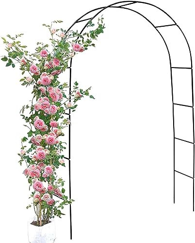 SEVSO Rosenbogen Verzinkt Rost Rankhilfe Torbogen Rosen Gartenbogen Freistehend Hochzeit Rankbogen Metall Stabil Für Pergola Terrasse Hinterhof Breite 120 cm 140Cm,Schwarz,W1.2M*H2.2M