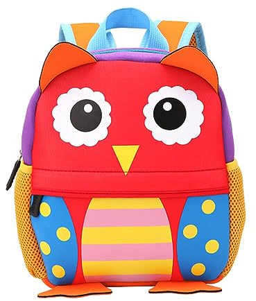 Uposao Kinder Rucksack,Wasserdicht Schultasche Karikatur Niedlich Tier Kindergarten Tasche für Kinder Jungen Mädchen Kleinkind 1-6 Alter(Eule)