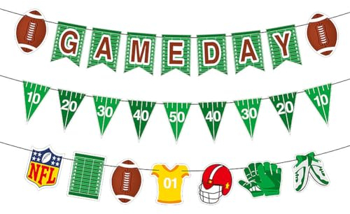 3 Stück Rugby Football Sport Themed Hanging Banner American Football Game Day Wimpelkette Girlande für Sport Motto Party Dekoration Supplies