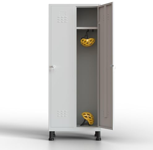 TwinThink Taquillas Vestuario. 180 x 65 x 40 cm Taquillas Metalicas de 2 Puertas Taquilla Metalica con Llave Taquillas Vestuario 2 Puertas Taquillas Vestuario Metalicas (1, Gris)